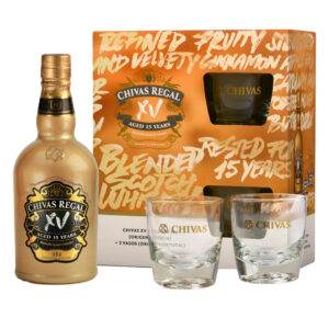 Estuche Chivas 15 Años + 2 Vasos
